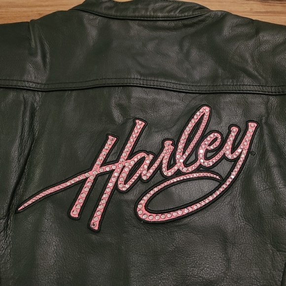 NWT Harley-Davidson Bling Pink Label Leather Jacket Size: Large - Picture 4 of 7